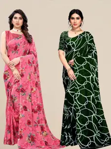 MS RETAIL Floral Poly Georgette Saree