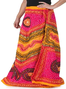 Exotic India Embroidered Pure Cotton Flared Maxi Skirts