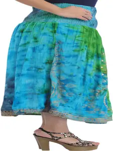 Exotic India Printed Flared Tiered Maxi Skirt