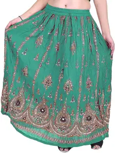 Exotic India Printed A-line Maxi Skirts