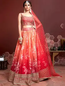 FABPIXEL Embellished Sequinned Semi-Stitched Lehenga & Unstitched Blouse With Dupatta