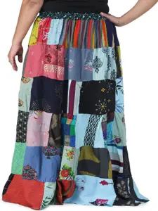 Exotic India Printed Long Boho  Pure Cotton Skirt