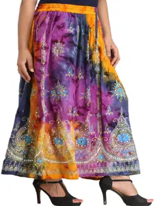 Exotic India Printed Flared Maxi Skirt