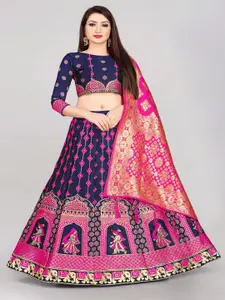 LeeliPeeri Designer Foil Print Semi-Stitched Lehenga & Unstitched Blouse With Dupatta