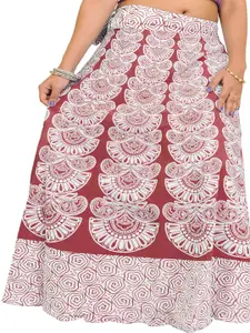 Exotic India Printed A-Line Flared Maxi Skirt