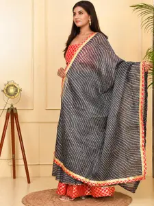 Kesarya Leheriya Printed Ready to Wear Lehenga & Unstitched Blouse With Dupatta