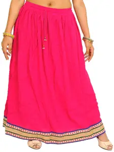 Exotic India Embellished A-Line Maxi Skirt