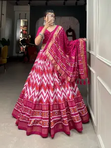 BAESD Printed Semi-Stitched Lehenga & Unstitched Blouse With Dupatta