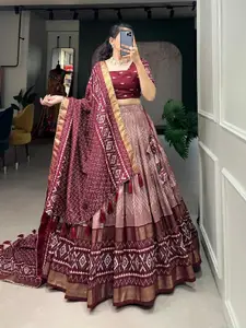 BAESD Printed Semi-Stitched Lehenga & Unstitched Blouse With Dupatta