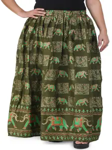 Exotic India Printed A-Line Maxi Skirts