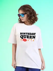 Slenor Typography Printed Drop-Shoulder Sleeves Longline Oversized Cotton T-shirt