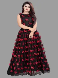 JULEE Floral Embroidered Net Empire Maxi Dress