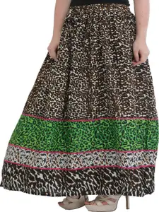 Exotic India Printed Flared Maxi Skirt
