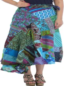 Exotic India Printed With Patch Work Wrap Around Skirt
