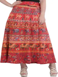 Exotic India Printed Pure Cotton Maxi Wrap Skirts