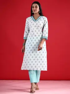 Indo Era Women Floral Printed Flared Sleeves Kurta