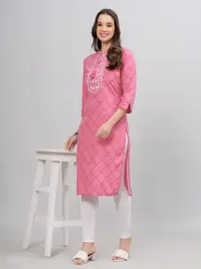 HIGHLIGHT FASHION EXPORT Women Geometric Thread Work Kurta