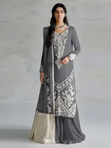 ODETTE Embroidered Semi-Stitched Dress Material