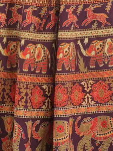 Exotic India Ethnic Motif Printed Pure Cotton Flared Skirts