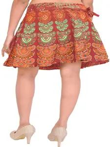 Exotic India Printed Pure Cotton Flared Mini Skirt