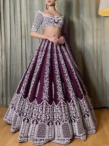 Rujave Embellished Thread Work Semi-Stitched Lehenga & Unstitched Blouse With Dupatta