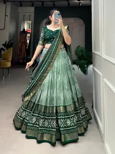 BAESD Printed Semi-Stitched Lehenga & Unstitched Blouse With Dupatta