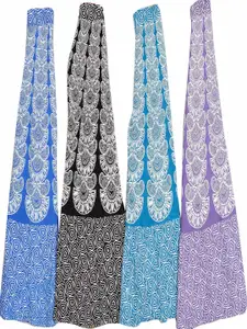 Exotic India Pack Of 4 Printed Pure Cotton Wrap Maxi Skirts