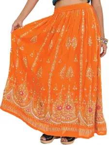 Exotic India Printed A-line Maxi Skirts