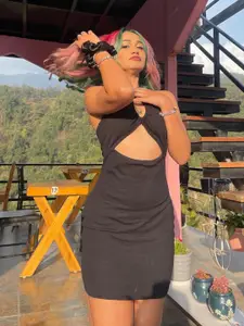 TANDUL Halter Neck Cut-Outs Sheath Dress