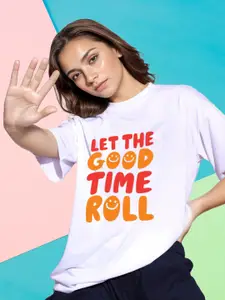 Slenor Typography Printed Drop-Shoulder Oversized T Shirt