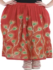 Exotic India Printed A-Line Maxi Skirts