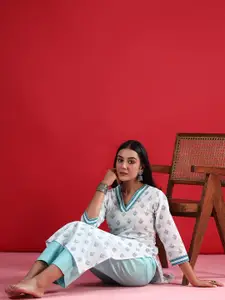 Indo Era Women Ethnic Motifs Printed Flared Sleeves Kurta