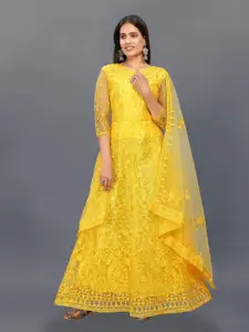 JULEE Women Embellished Embroidered Net Fit & Flare Maxi Ethnic Dresses