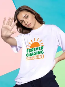 Slenor Typography Printed Cotton Oversized T Shirt