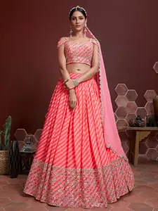 FABPIXEL Embellished Sequinned Semi-Stitched Lehenga & Unstitched Blouse With Dupatta