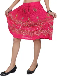 Exotic India Embroidered A-Line Mini Skirt