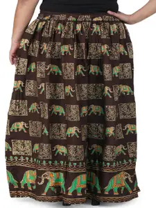 Exotic India Ethnic Motifs Printed A-Line Maxi Skirt
