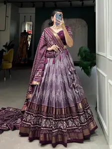 BAESD Printed Semi-Stitched Lehenga & Unstitched Blouse With Dupatta