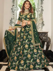 FABPIXEL Embroidered Semi-Stitched Lehenga & Unstitched Blouse With Dupatta