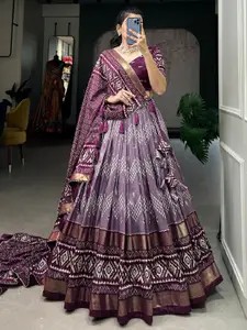 BAESD Printed Semi-Stitched Lehenga & Unstitched Blouse With Dupatta