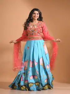 Morchari Embroidered Semi-Stitched Lehenga & Unstitched Blouse With Dupatta