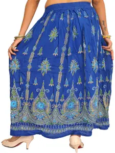 Exotic India Printed A-line Maxi Skirts