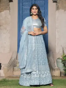 Rujave Embellished Thread Work Semi-Stitched Lehenga & Unstitched Blouse With Dupatta