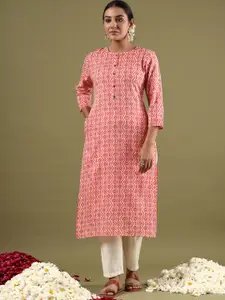 Anouk Women Floral Keyhole Neck Mirror Work Kurta