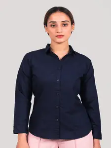 BLUEBIRD Classic Spread Collar Long Sleeves Opaque Casual Shirt