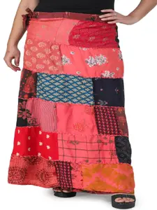 Exotic India Printed Pure Cotton A-Line Maxi Skirt