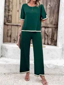 all about you Green T-shirt With Trousers Co-Ords