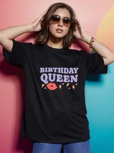 Slenor Typography Printed Cotton Oversized T Shirt