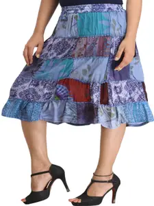 Exotic India Printed A-Line Mini Skirt