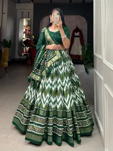 BAESD Printed Semi-Stitched Lehenga & Unstitched Blouse With Dupatta